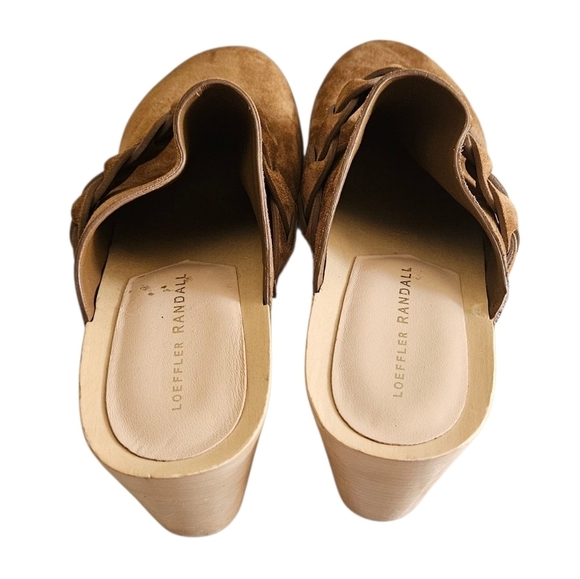 Loeffer Randall Cacao Suede Merrill Wooden Heeled Boho Braid Clogs Size 8.5 - Picture 8 of 16